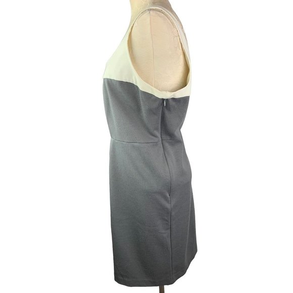 XL Old Navy Women's Sheath Dress Sleeveless Gray Ponte Knit Cream Trim - Picture 2 of 6